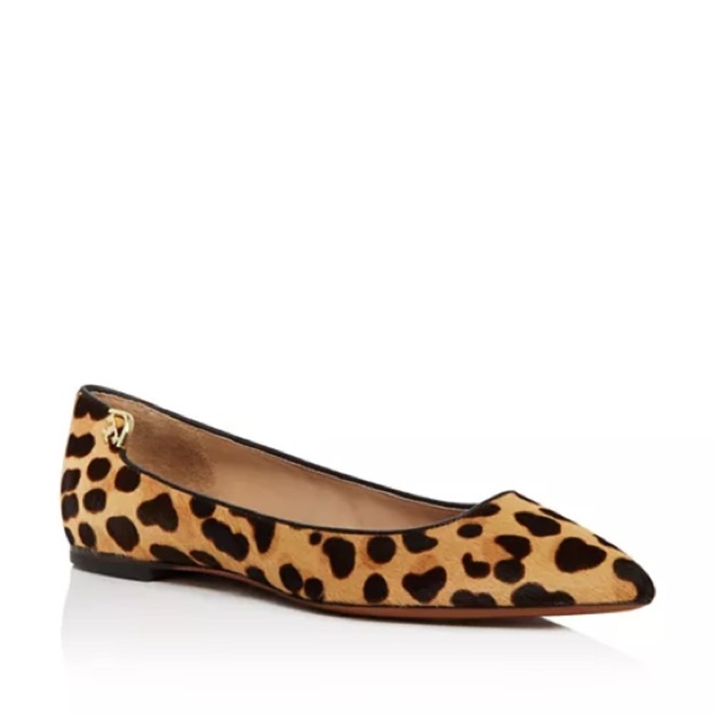 Tory Burch Leopard Print Calf Hair Pointed Toe Flats